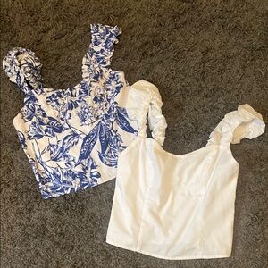 (2 for 1 Deal) Abercrombie Floral Blue and White Women's Tops